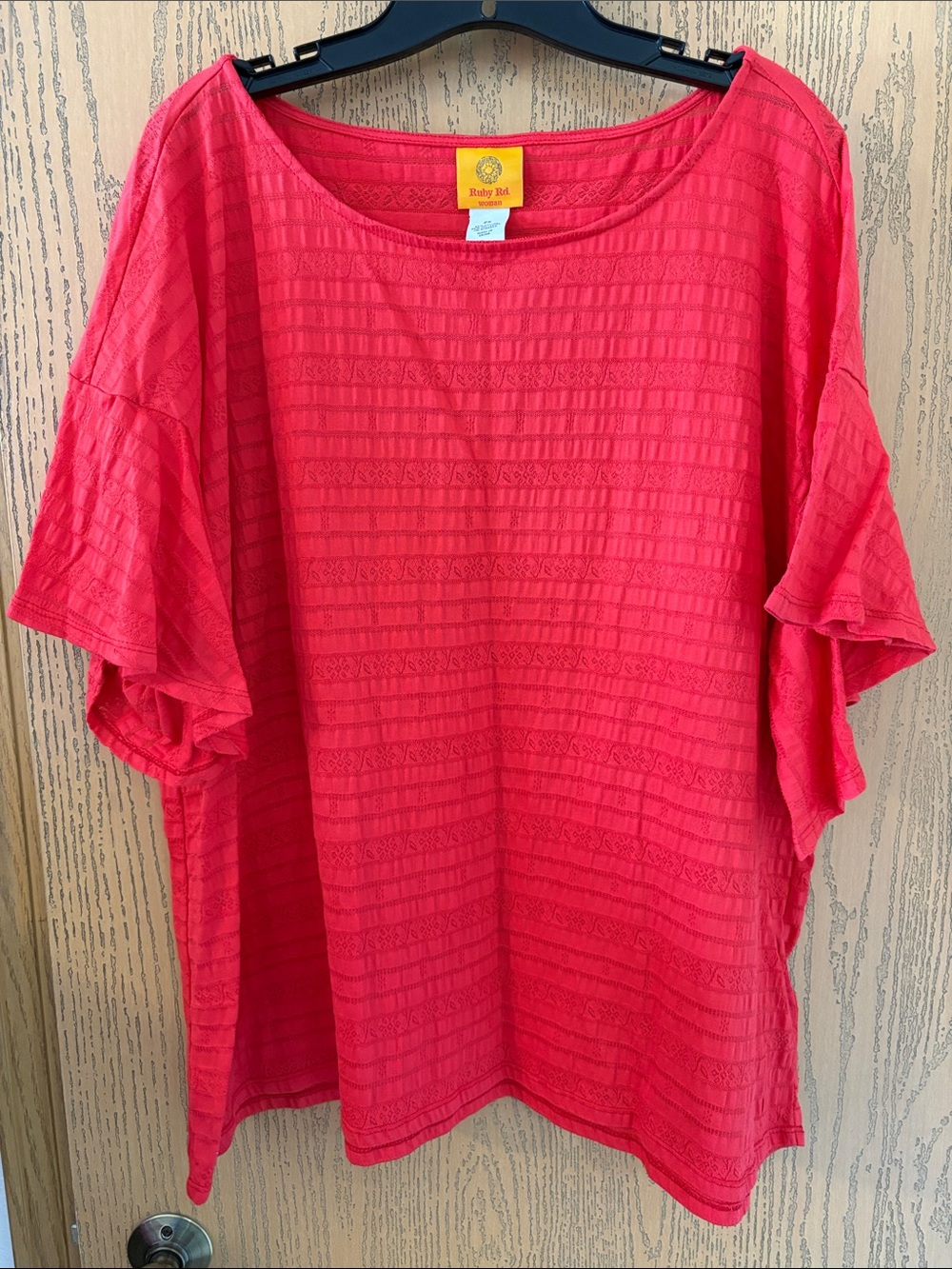 Ruby Rd. Coral Textured Ruffle Sleeve Tunic - Picture 1 of 5